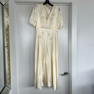 Saloni white silk dress